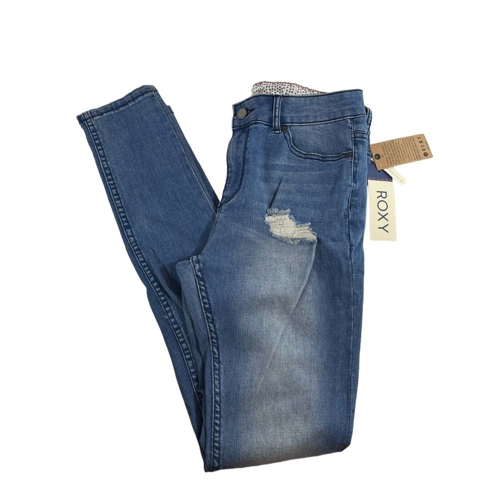 Roxy Jeans Super Skinny Distressed High Waisted Skinny Jeans Womens 28”